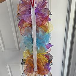 Art Studio Grow Together Teacher Door Swag - rainbow mesh detail