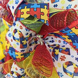 Autism Awareness Wreath - full door display