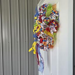 Autism Awareness Wreath - yellow bow and ribbon tails