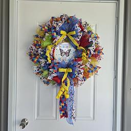Autism Awareness Wreath - full wreath lifestyle