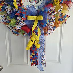 Autism Awareness Wreath - lifestyle door view 3
