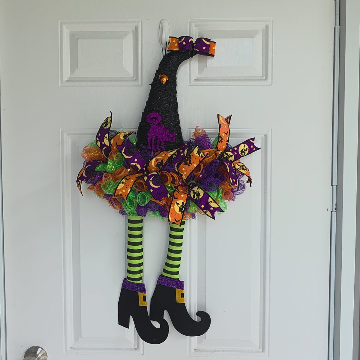 Witch Hat Halloween Deco Mesh Wreath