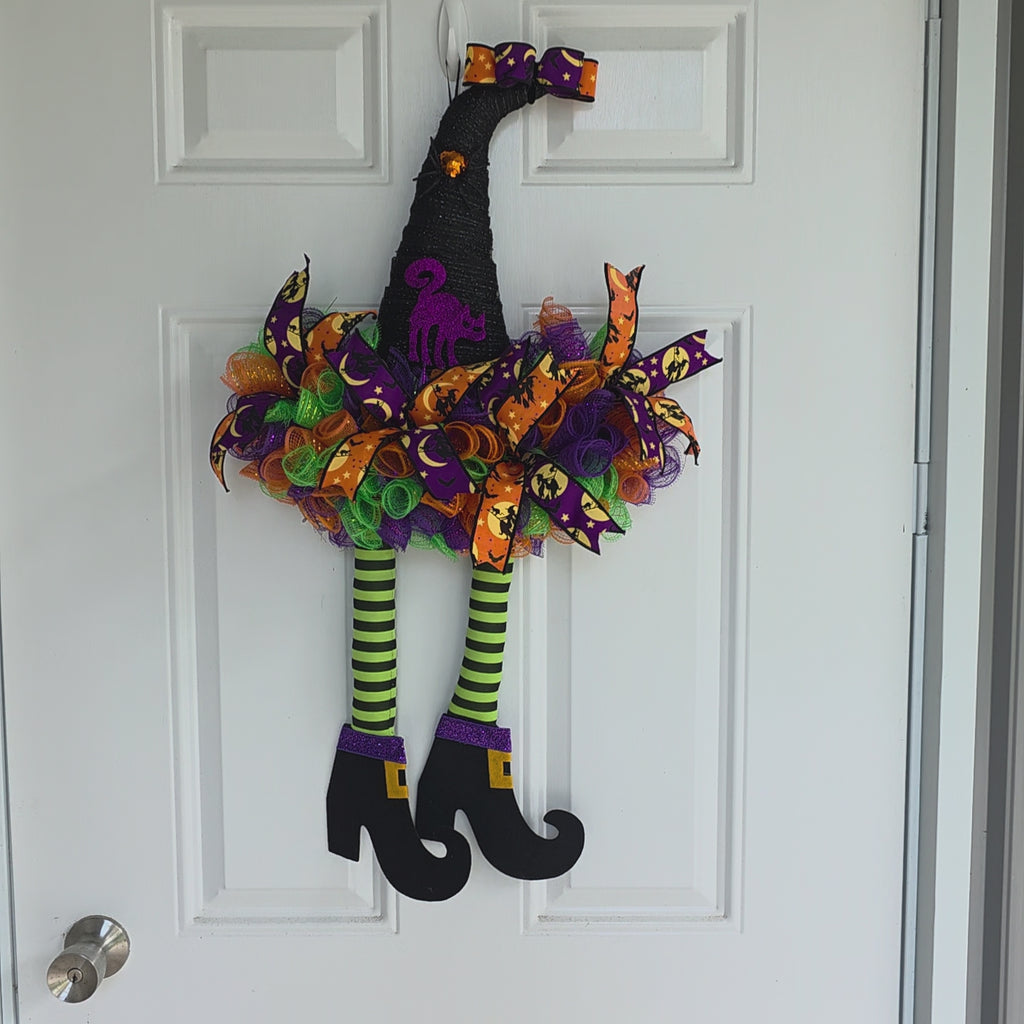 Witch Hat Halloween Deco Mesh Wreath