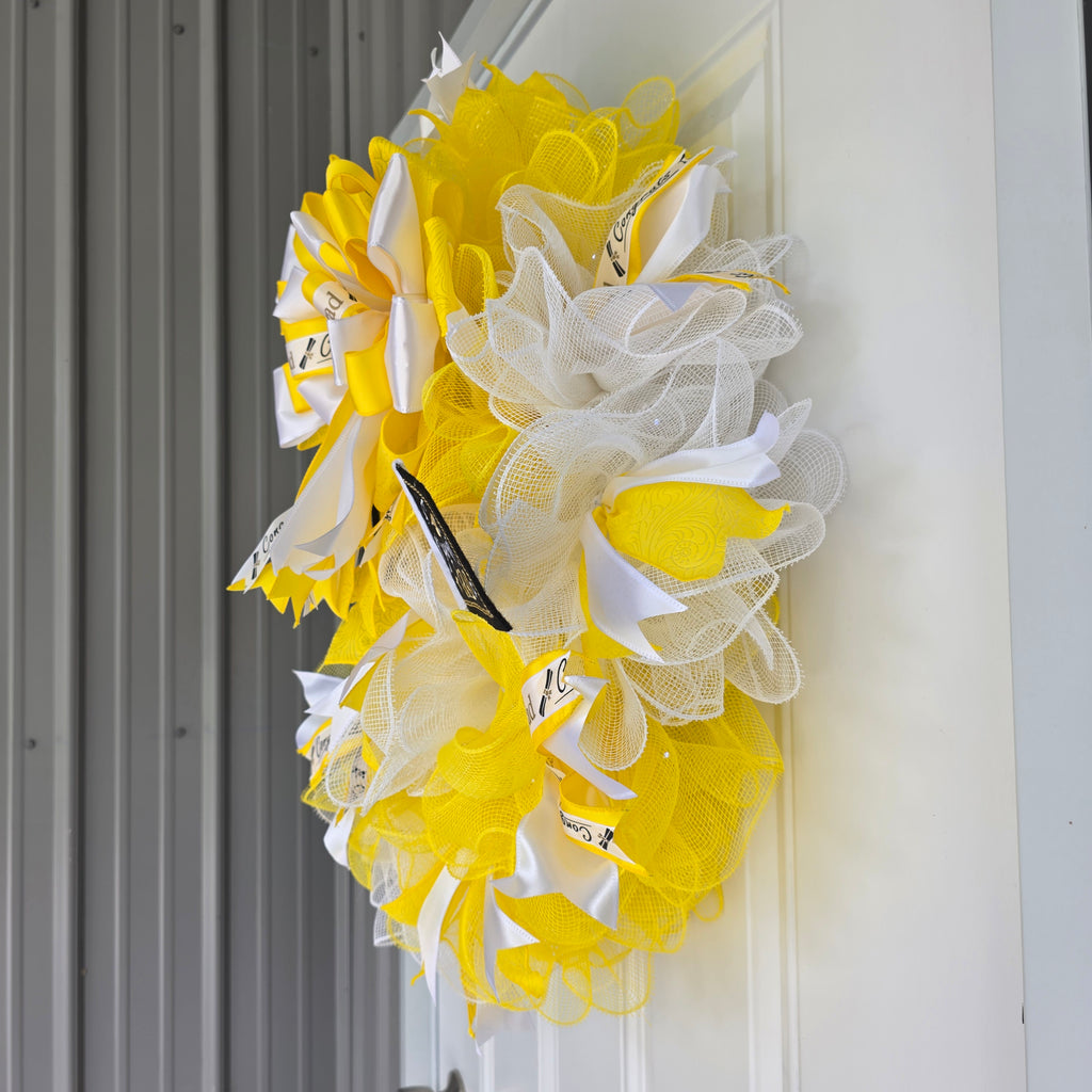 Yellow & White Graduation Wreath Class of 2026