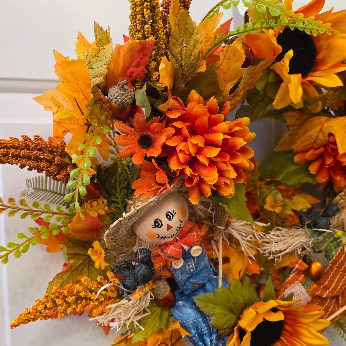 Fall Scarecrow Sunflower Grapevine Wreath