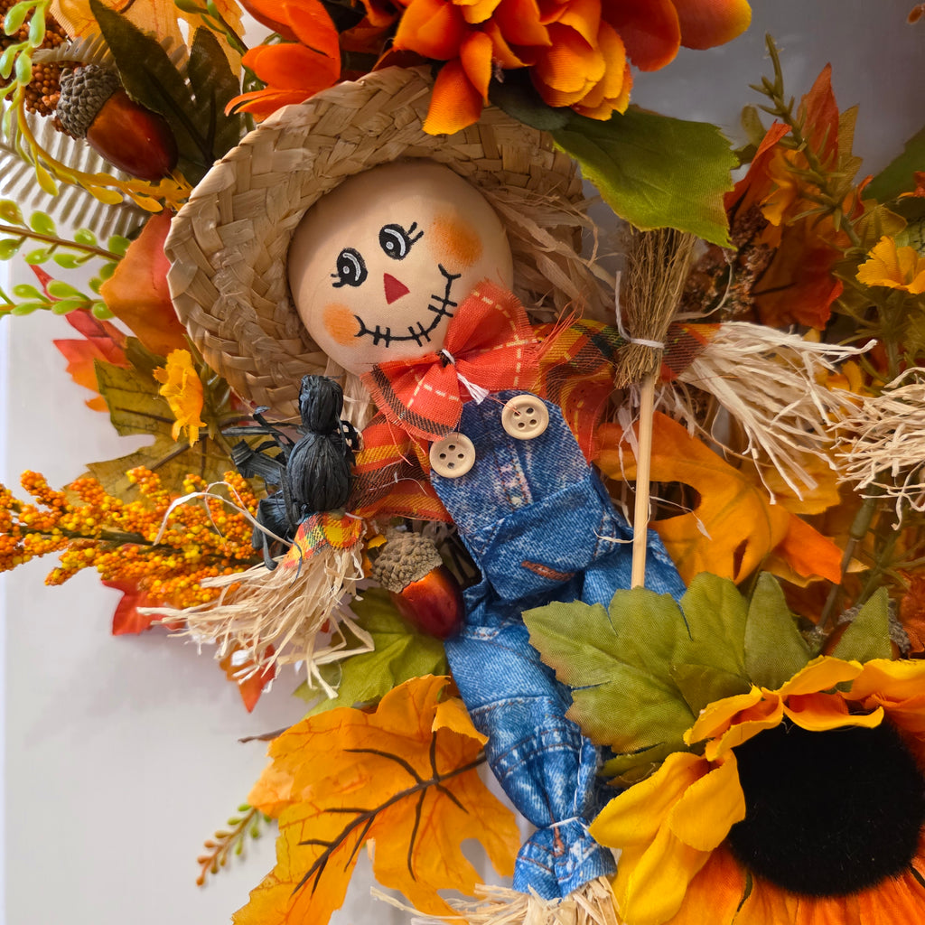 Fall Scarecrow Sunflower Grapevine Wreath