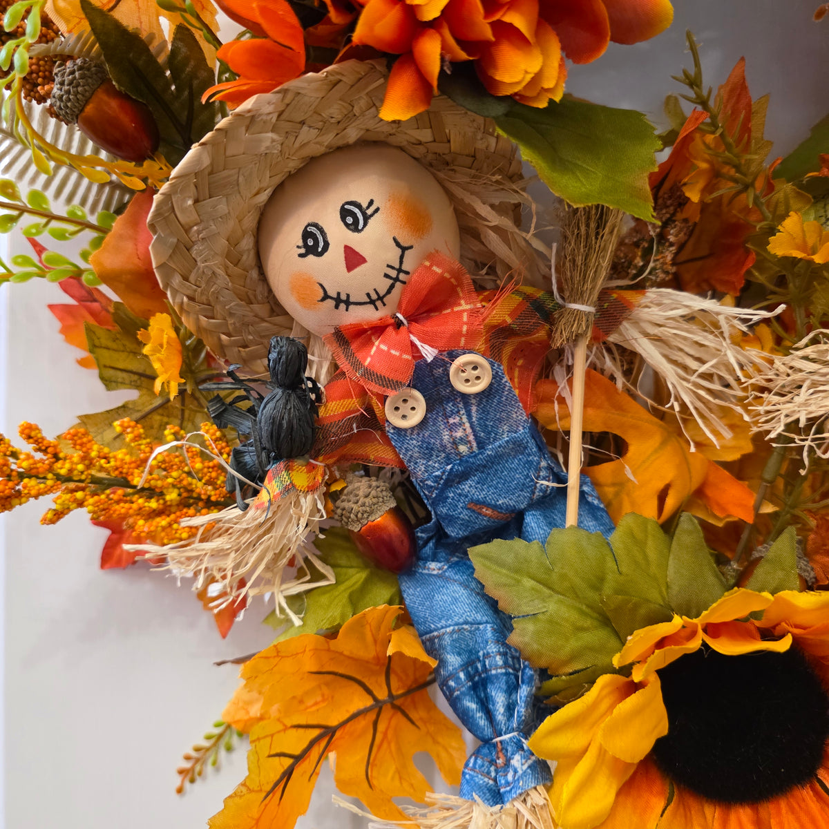 Fall Scarecrow Sunflower Grapevine Wreath