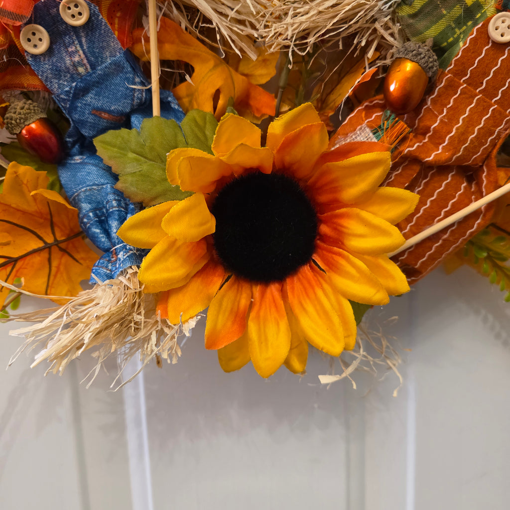 Fall Scarecrow Sunflower Grapevine Wreath