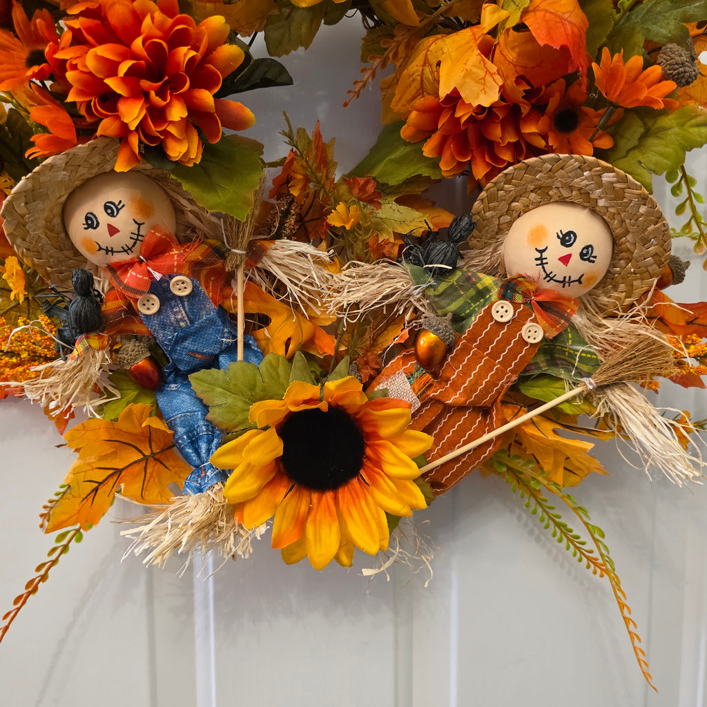Fall Scarecrow Sunflower Grapevine Wreath