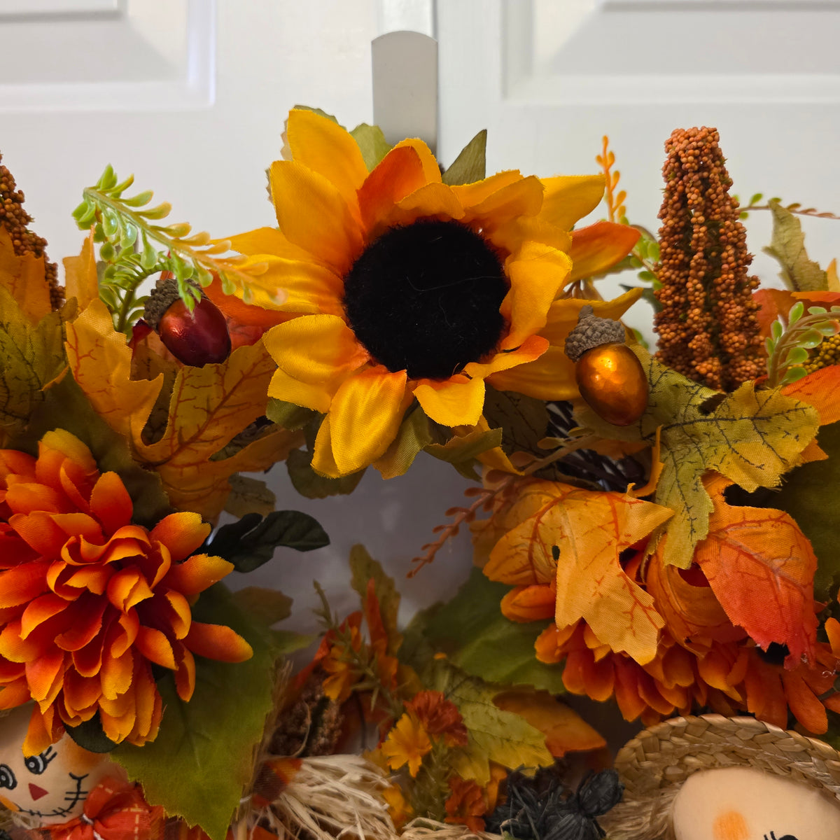 Fall Scarecrow Sunflower Grapevine Wreath