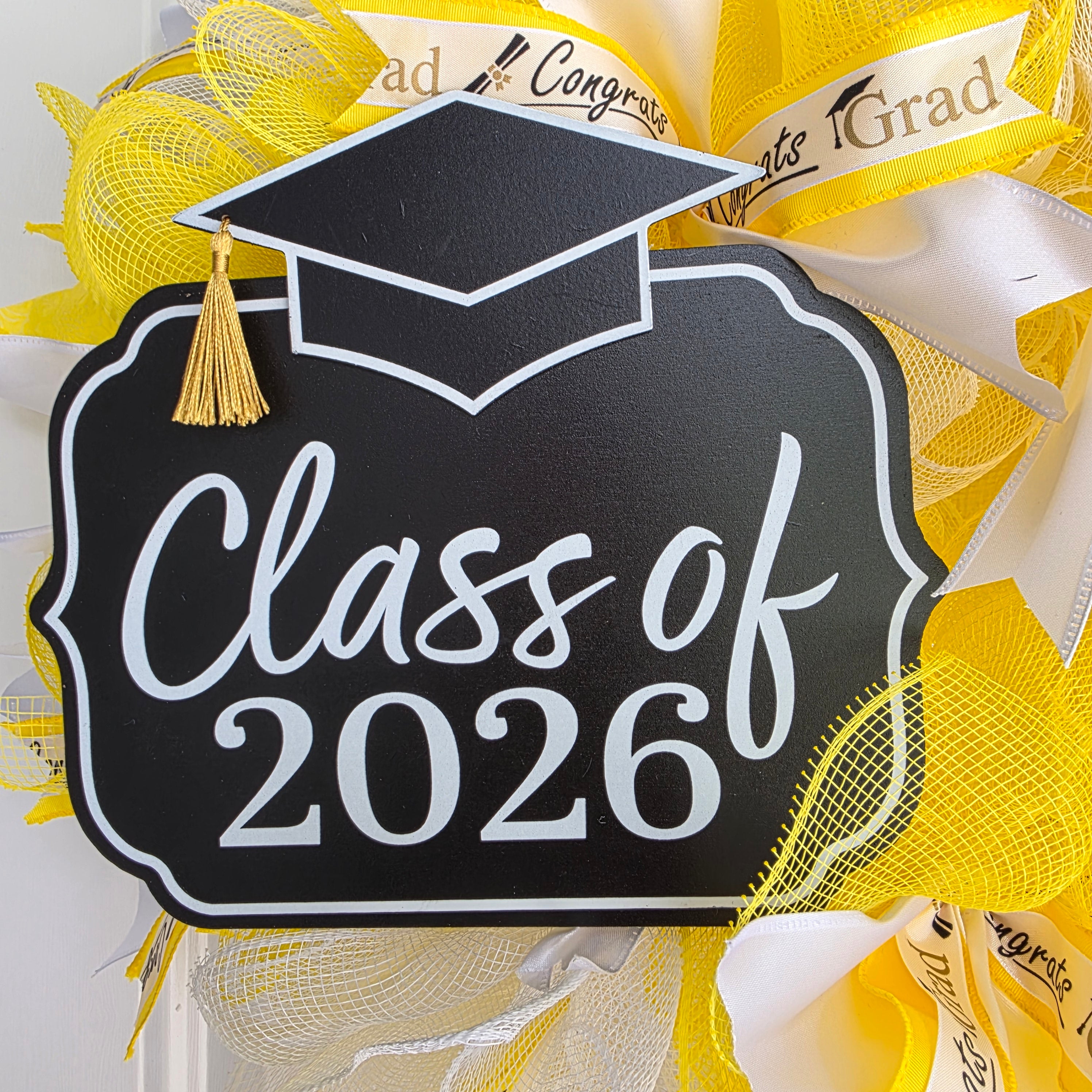 Yellow & White Graduation Wreath Class of 2026