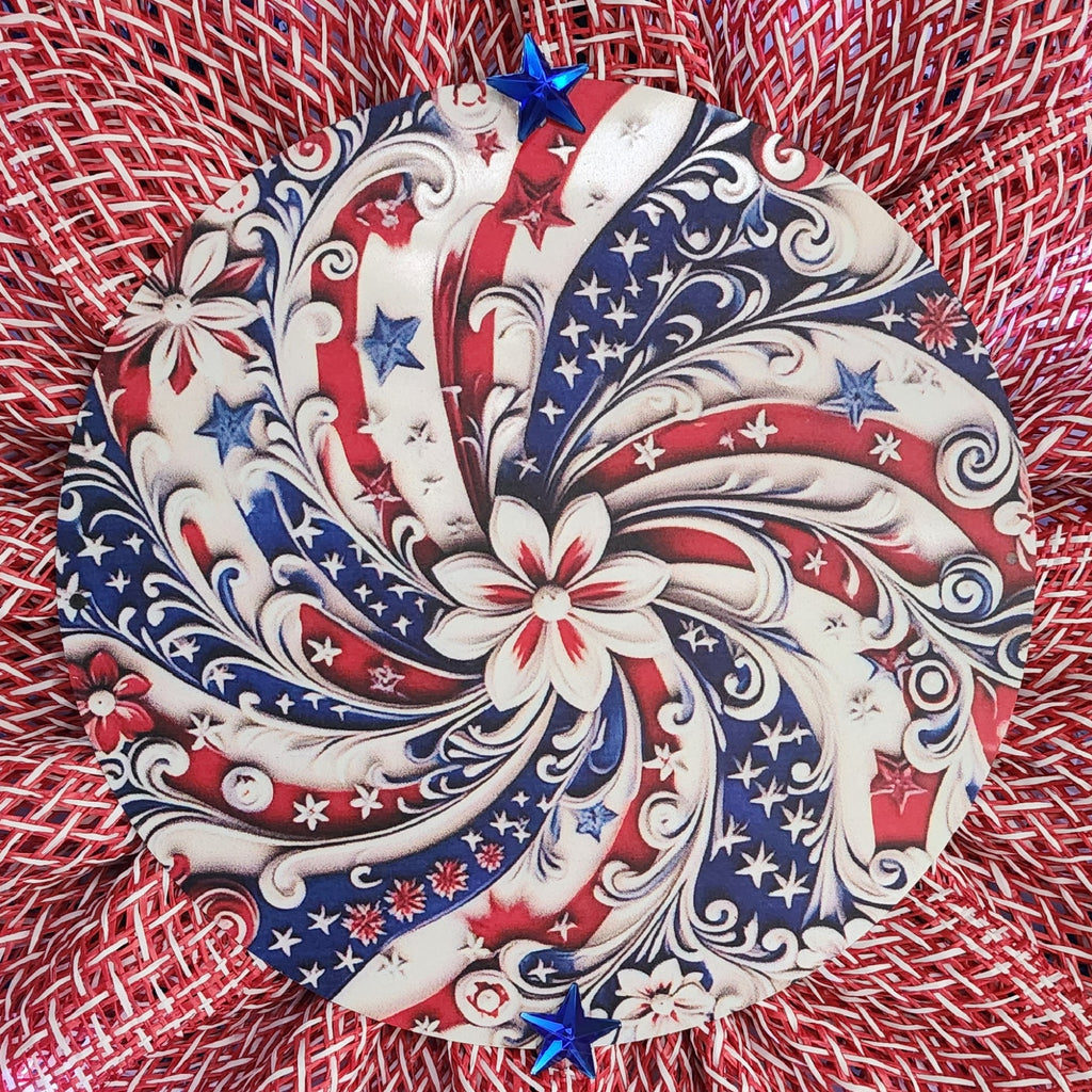 Americana Patriotic Flower Wreath