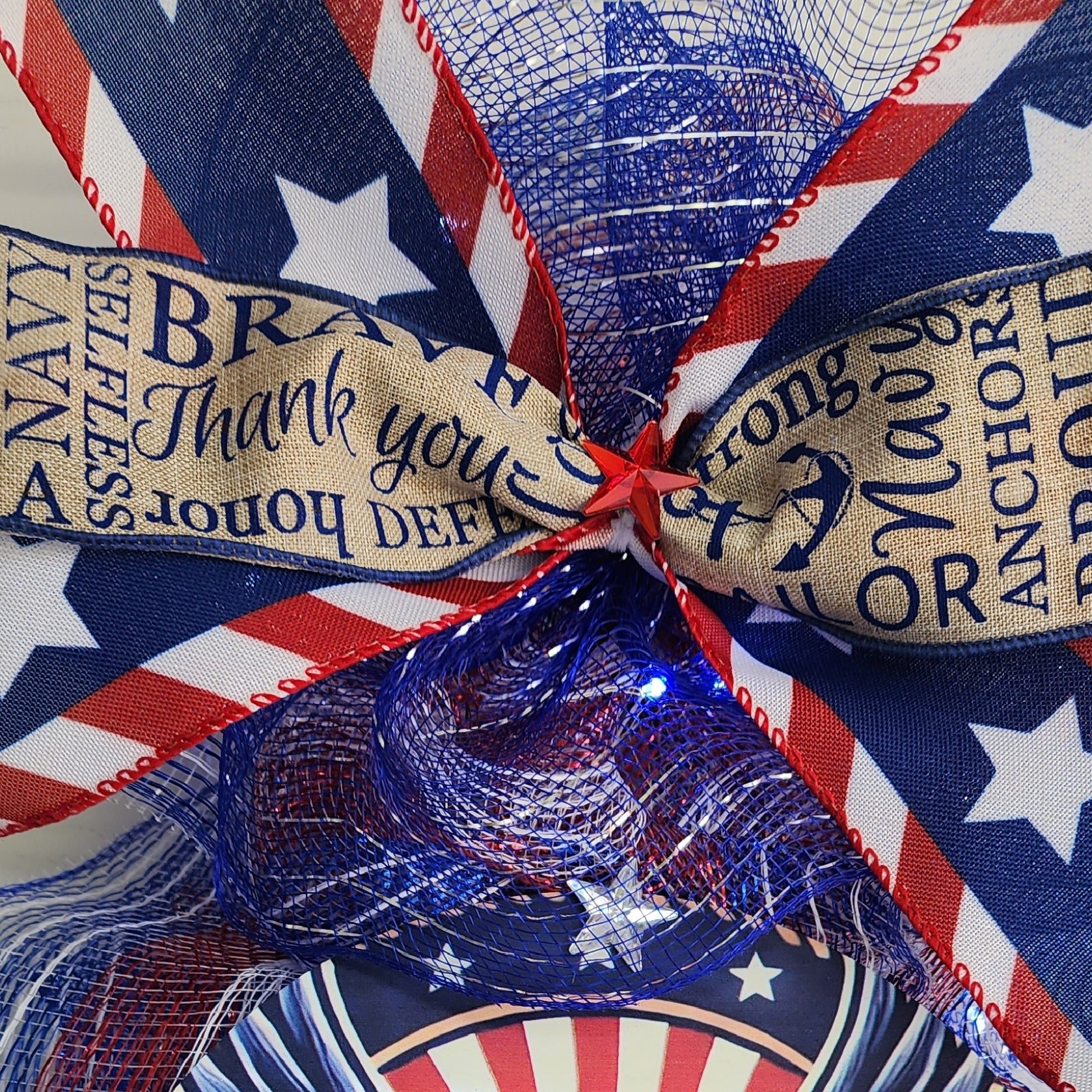 Navy Pride Patriotic Door Swag